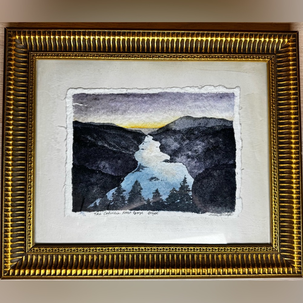 Framed watercolor, painting with Gold Frame